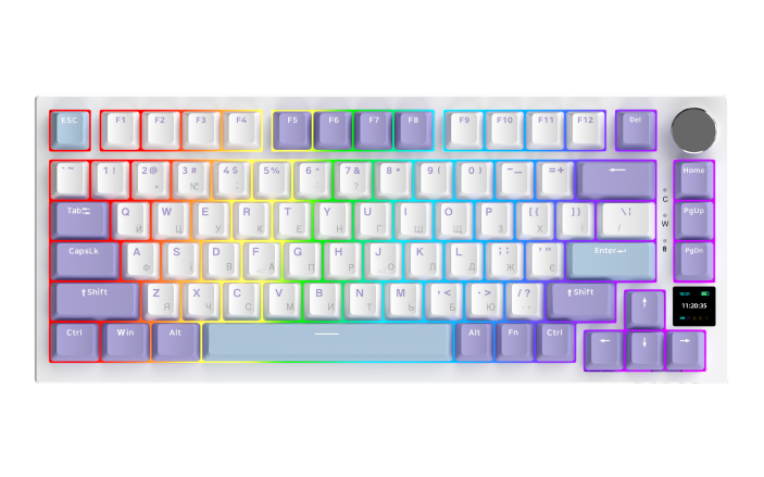 Бездротова механічна клавіатура Ajazz AK820 PRO 75% Flying Fish Switch White RGB (AK820PRO-FF-PWB)