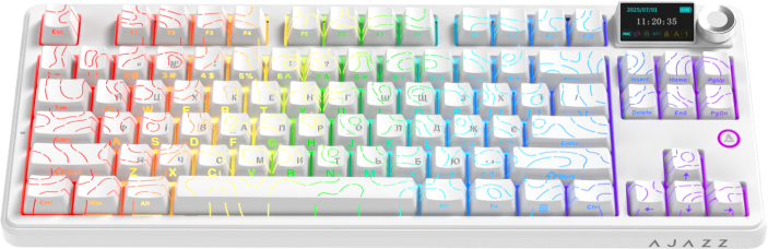 Бездротова механічна клавіатура Ajazz AK870 V2 Side Contour White (AK870-V2-S-W)