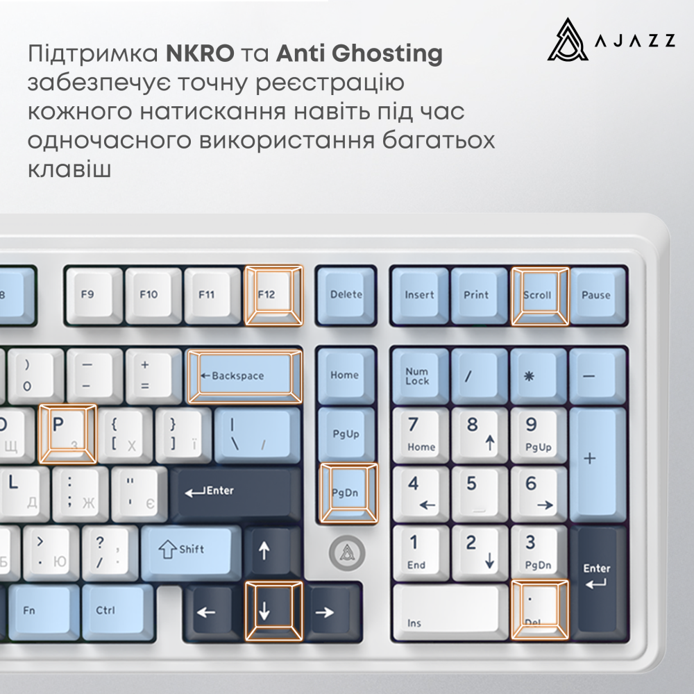 Дротова магнітна клавіатура Ajazz AK980 MAX Magnetic switches Blue White Dark Blue (AK980-MAX-M-BWD)