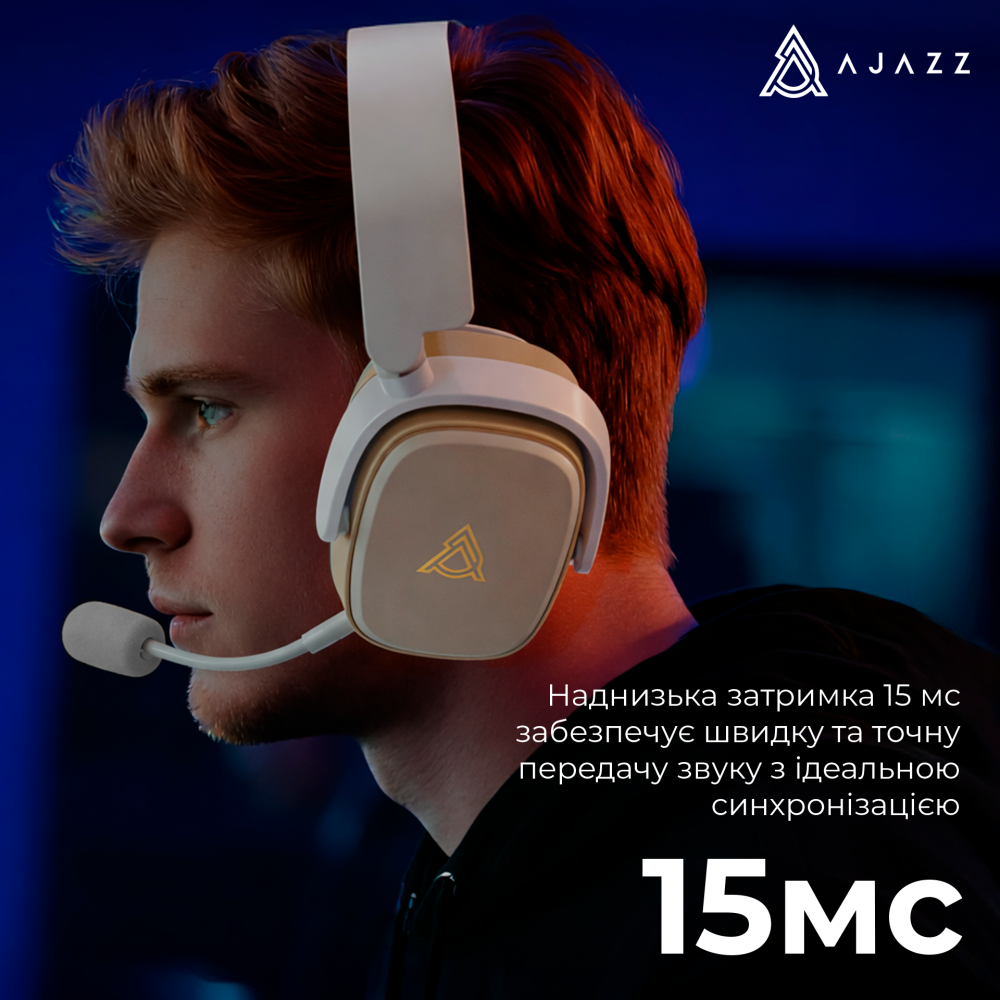 Бездротова ігрова гарнітура Ajazz AHM09 MAX Gray White (AHM09-MAX-GW)