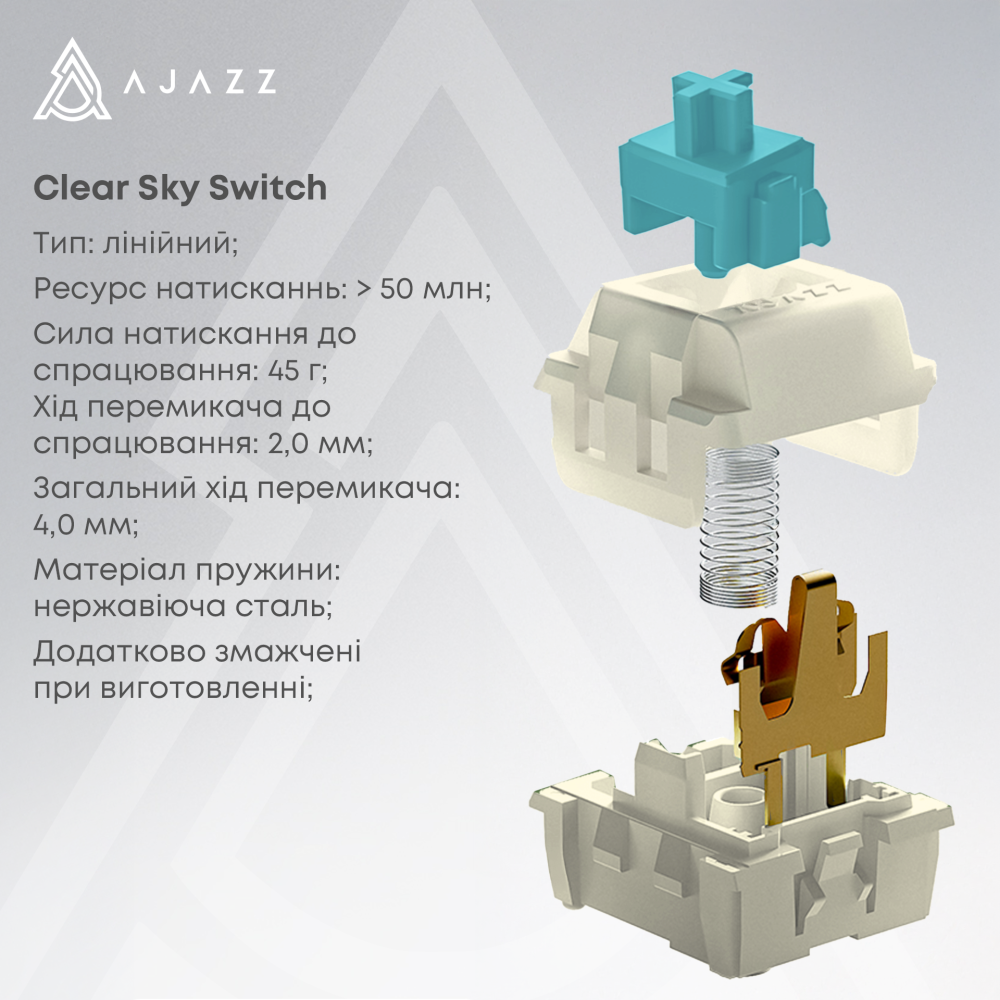 Бездротова механічна клавіатура Ajazz AK980 Clear Sky Switch - Purple (AK980-CS-PWB)