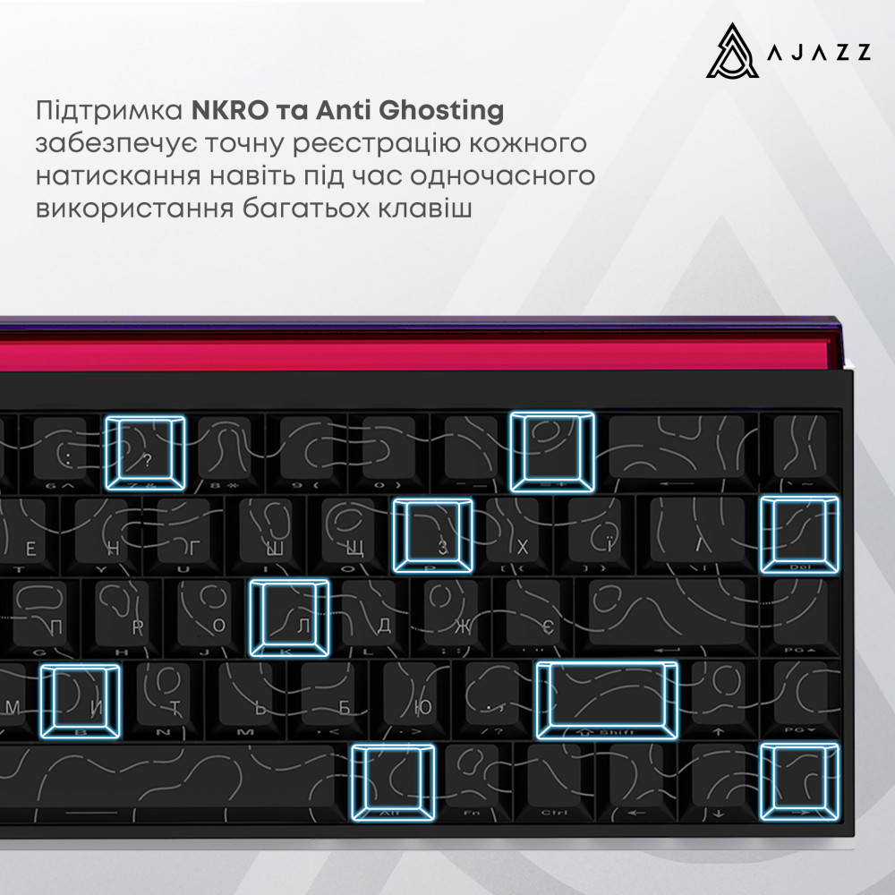 Дротова механічна клавіатура Ajazz NK68 Red switches Side Contour Black (NK68-R-S-B)