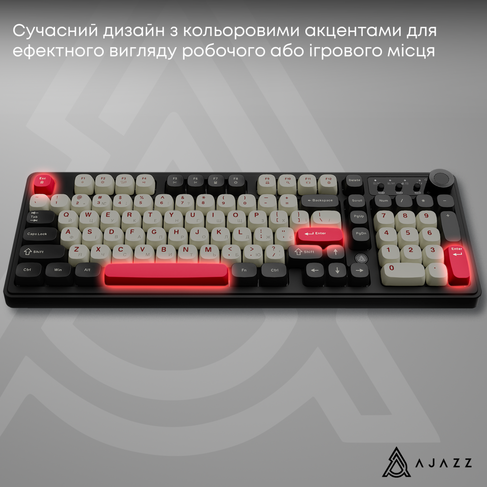 Бездротова клавіатура Ajazz AF98 PLUS Black Shark Red (AF98-PLUS-BSR)