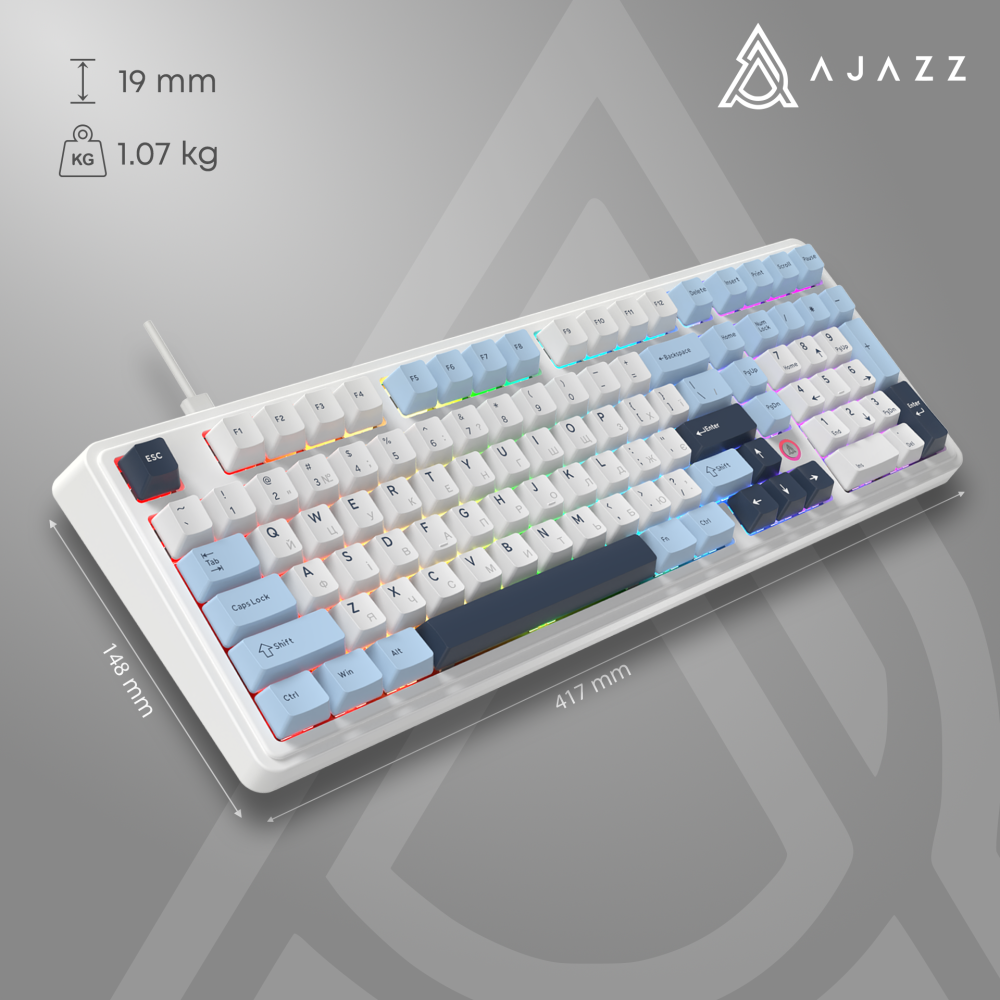 Дротова магнітна клавіатура Ajazz AK980 MAX Magnetic switches Blue White Dark Blue (AK980-MAX-M-BWD)