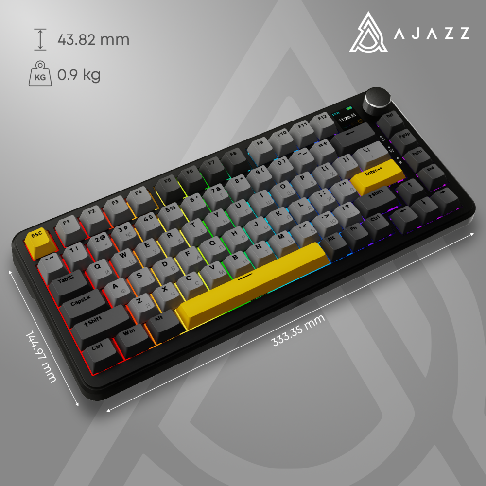 Бездротова механічна клавіатура Ajazz AK820 MAX Magnetic switches - Black (AK820MAX-M-BGY)