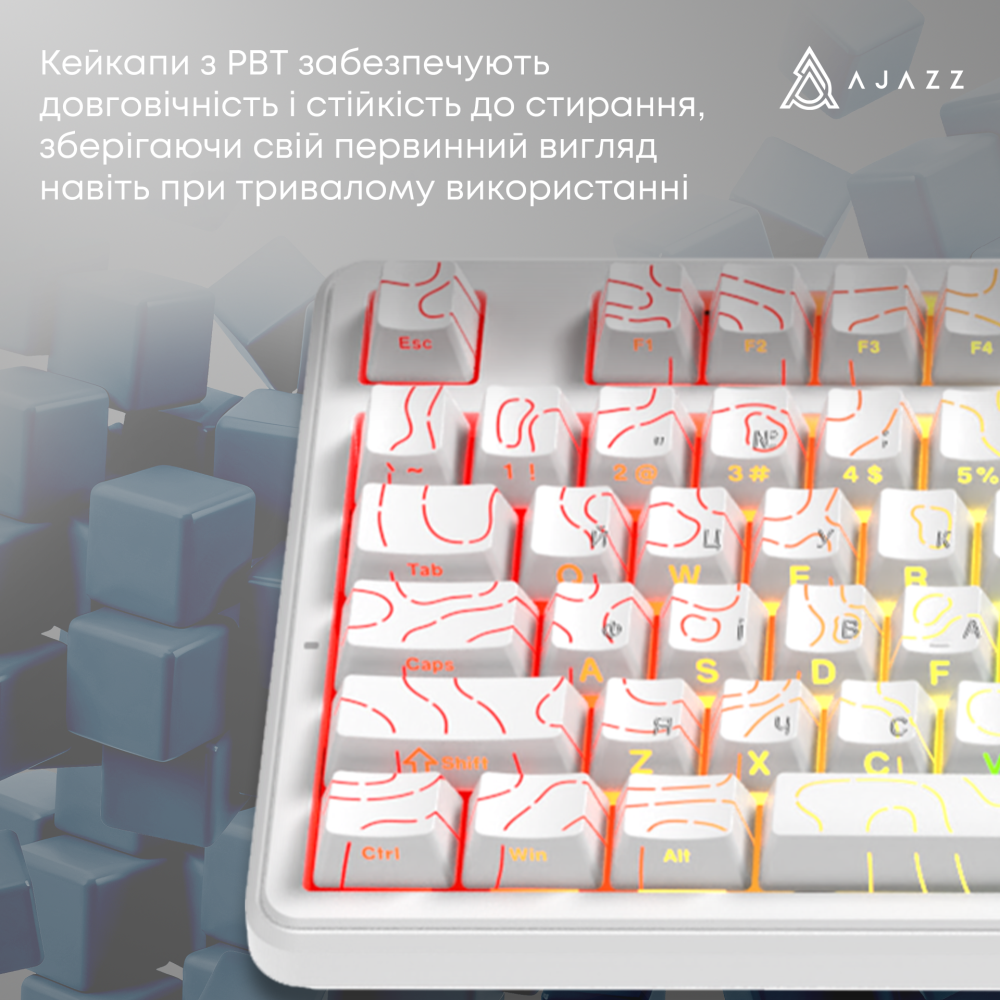 Бездротова механічна клавіатура Ajazz AK870 V2 Side Contour White (AK870-V2-S-W)