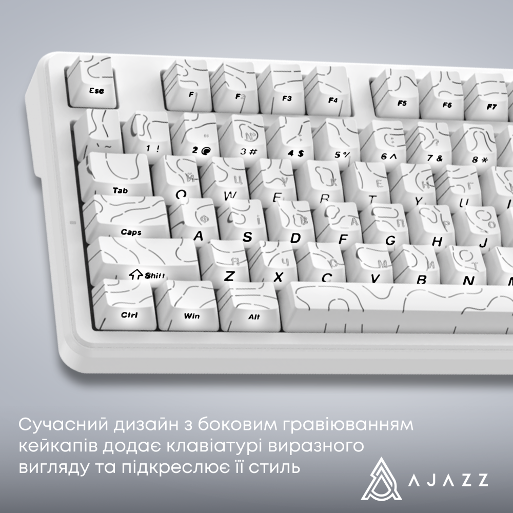 Бездротова механічна клавіатура Ajazz AK870 V2 Side Contour White (AK870-V2-S-W)