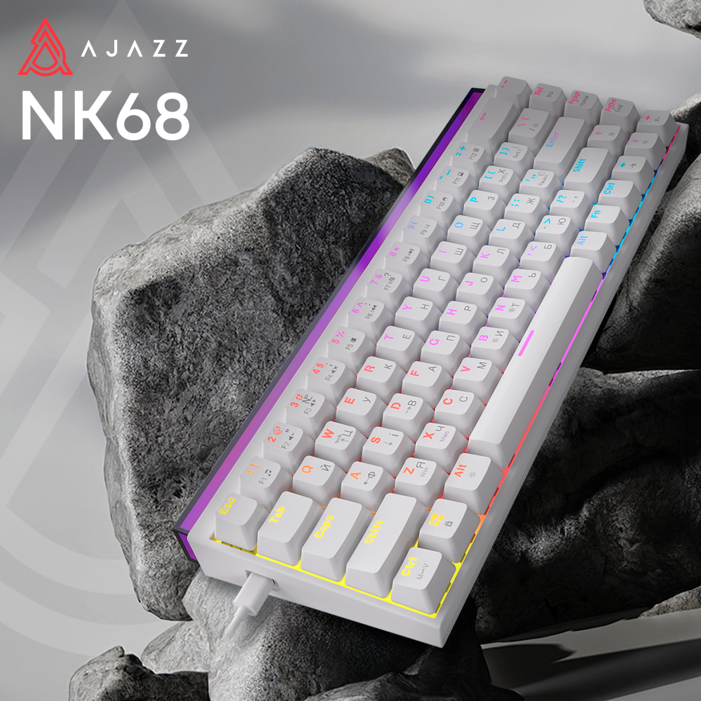Дротова механічна клавіатура Ajazz NK68 Red switches White (NK68-R-W)