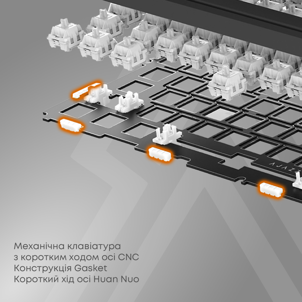 Ігрова механічна клавіатура Ajazz AKP815 Red Switch -  White Blue Orange-RGB-Wired
