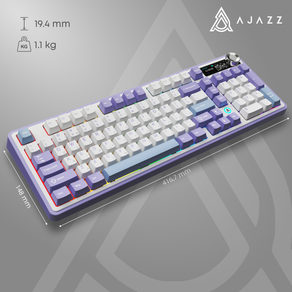 Бездротова механічна клавіатура Ajazz AK980 Clear Sky Switch - Purple (AK980-CS-PWB)